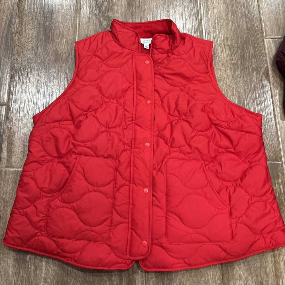 Women's Size 2x Red Quilted Vest‎ With Fleece Lining EUC